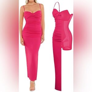 Popilush Women's Maxi Dress -Shapewear Long Ruched Bodycon Dress